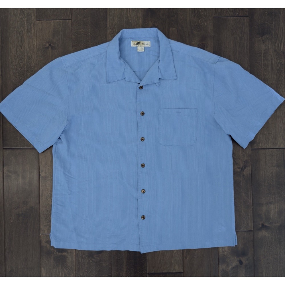 Joe Marlin Men Size 2XL Blue Hawaiian Short Sleeve Button Up Camp Shirt Tropical